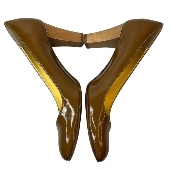 J.Crew Patent Leather Mustard Gold Heels Size 5.5 - Picture 10 of 17